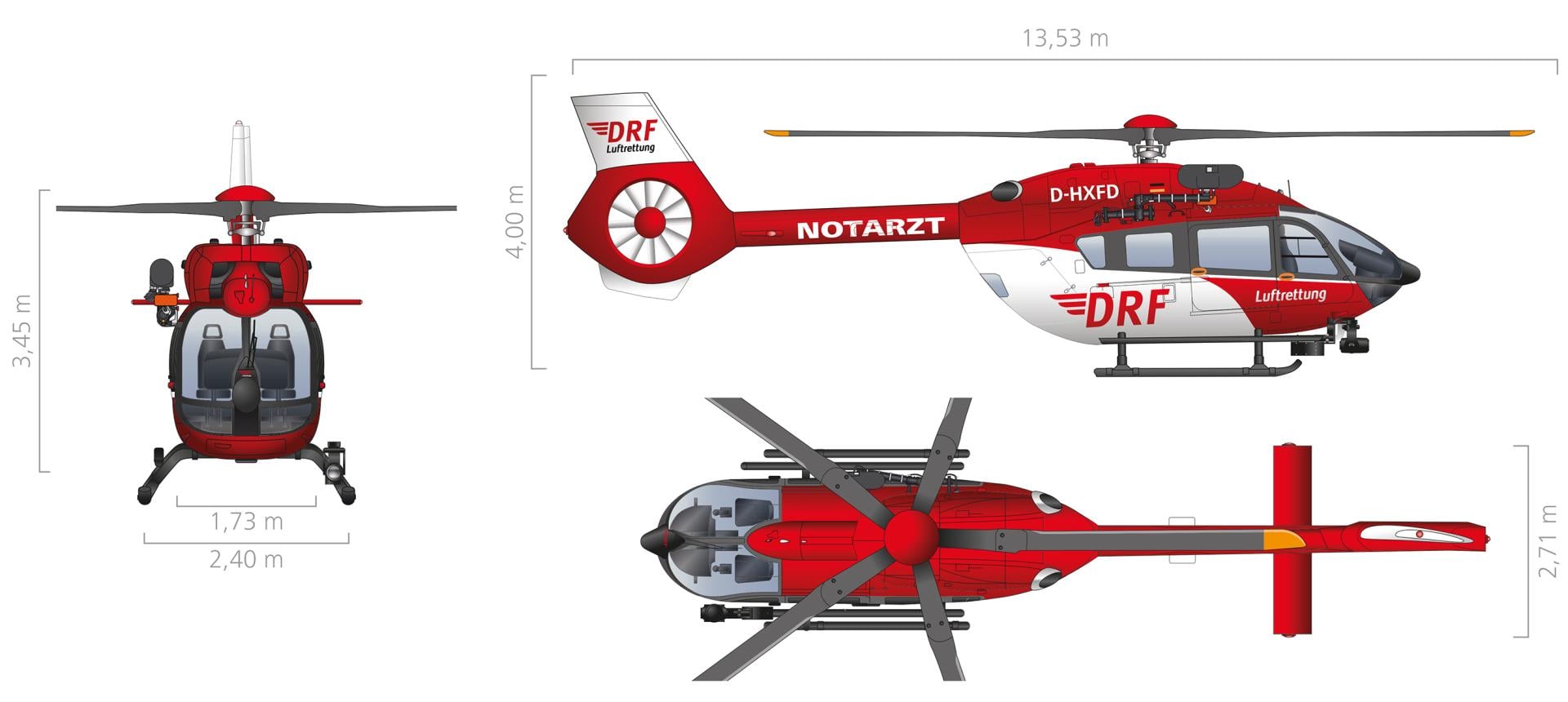 H145 mit Fünfblattrotor & Rettungswinde | DRF Luftrettung